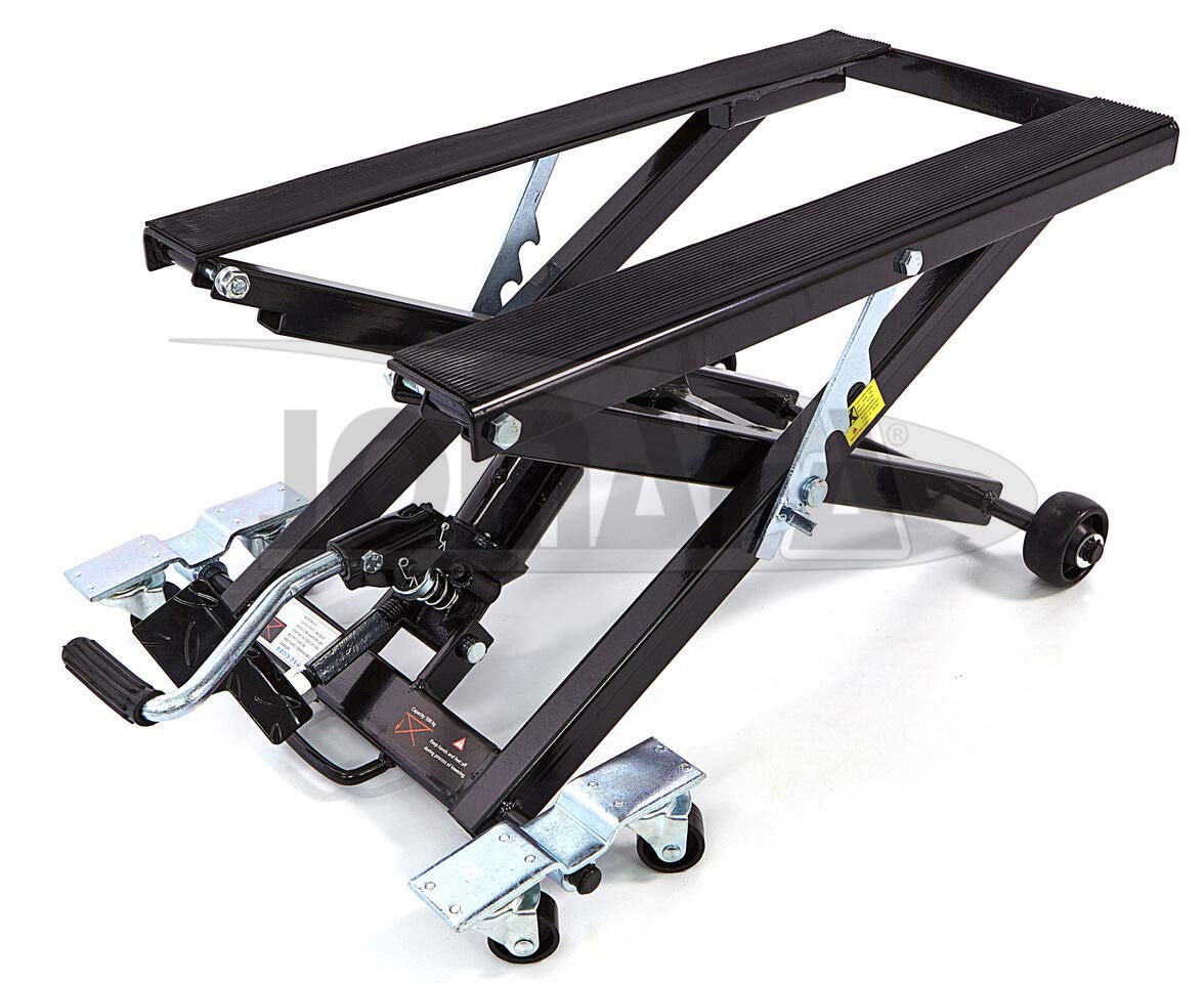 ELEVADOR Y PLATAFORMA DE MOTOS Y QUADS 500KG HIDRAULICO NEGRO