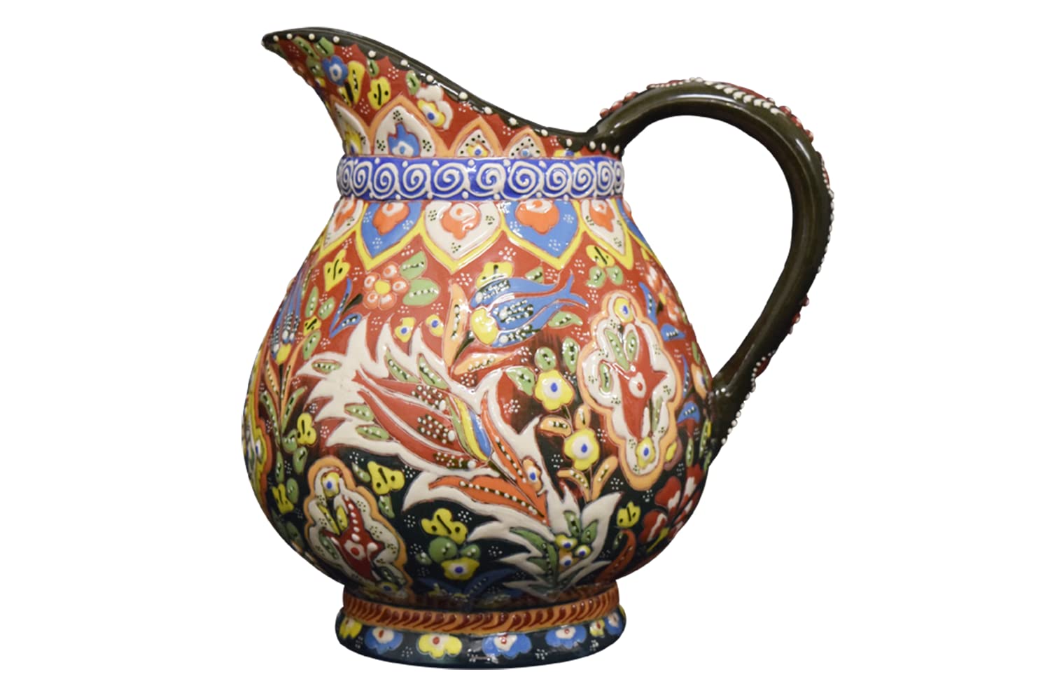 Ceramic Pitcher, EliPOT 9 inch wide neck Ceramic Pitcher, Turkish 9