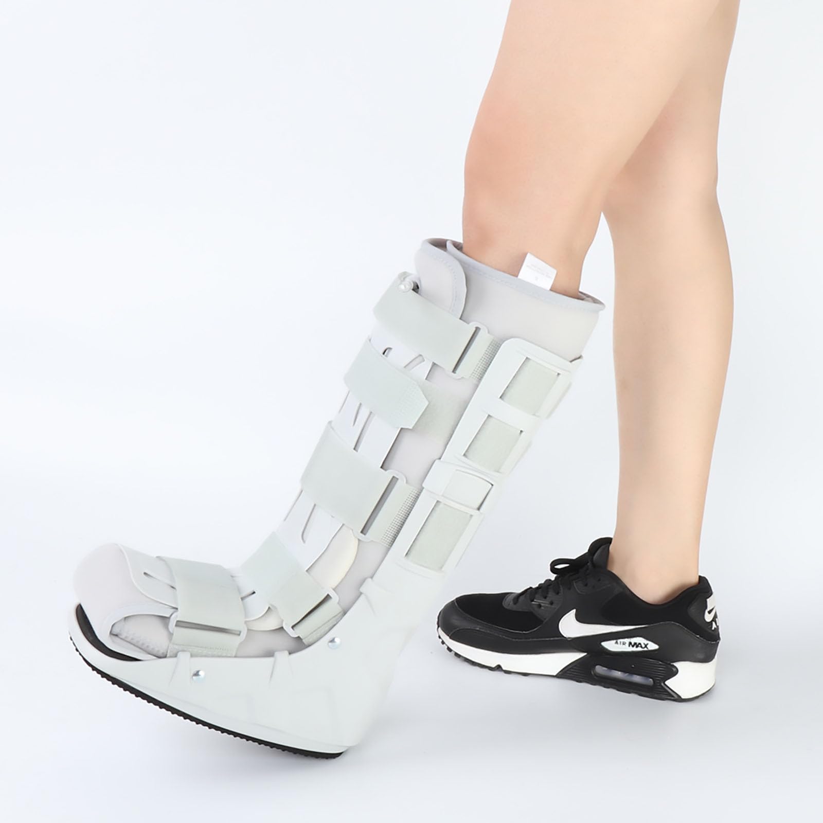 HAILM Bota Ortopédica para Caminar, Soporte para Andador, Compresión Ajustable, para Fracturas Pie y Tobillo, Esguinces, Lesiones Bota Ortopédica (Blanca),M