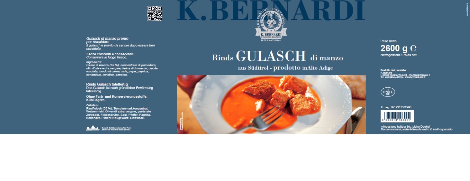 Gulasch di manzo tirolese 2,6 kg. - Bernardi Karl