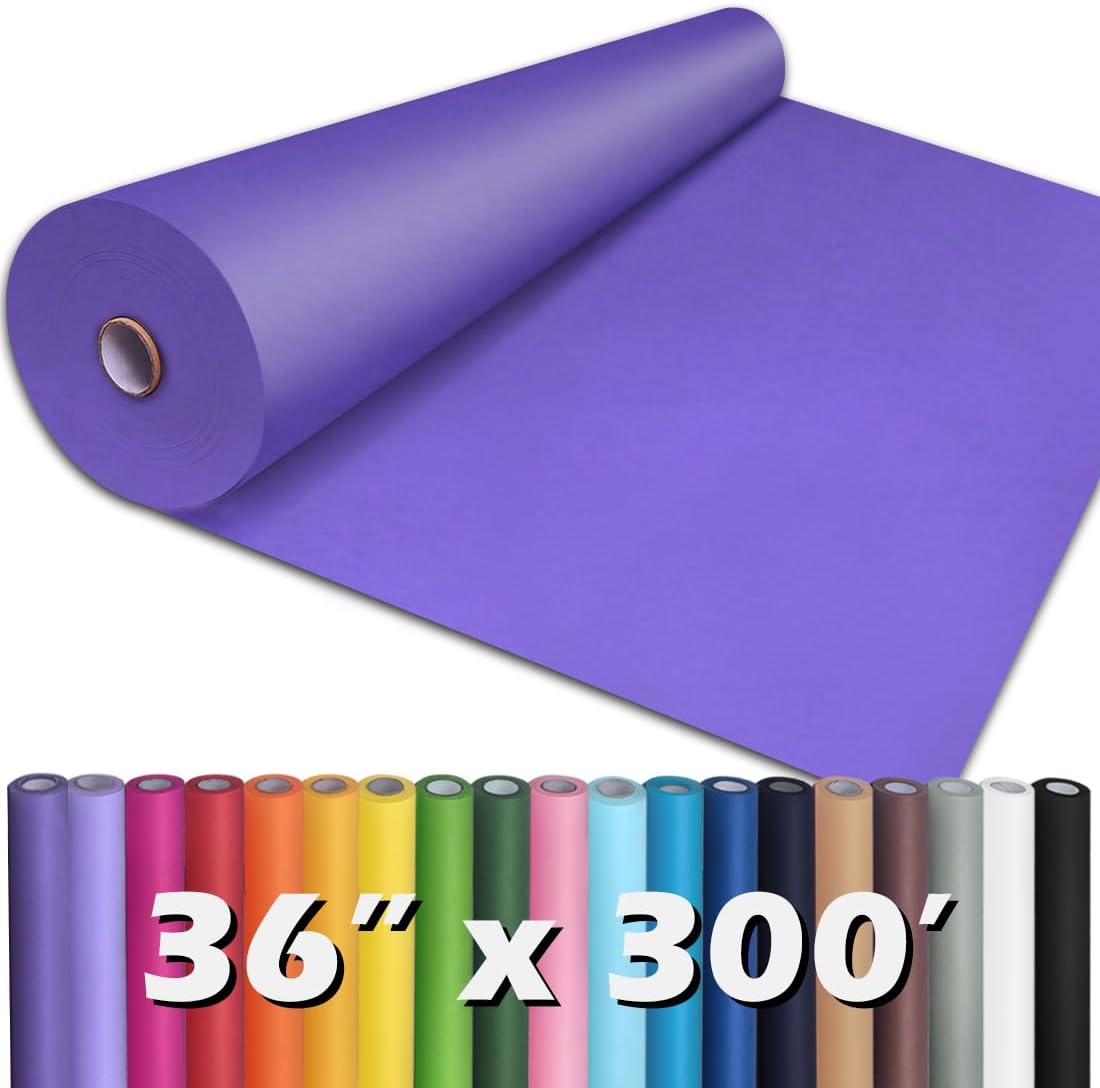 PerkHomy Purple Kraft Paper Roll 36" x 3,600" (300') for Gift Wrapping Bouquet Flower Art Painting Craft Writing Packaging Shipping 80GSM 55LB (Purple, 36" x 300') Purple 36" x 300'