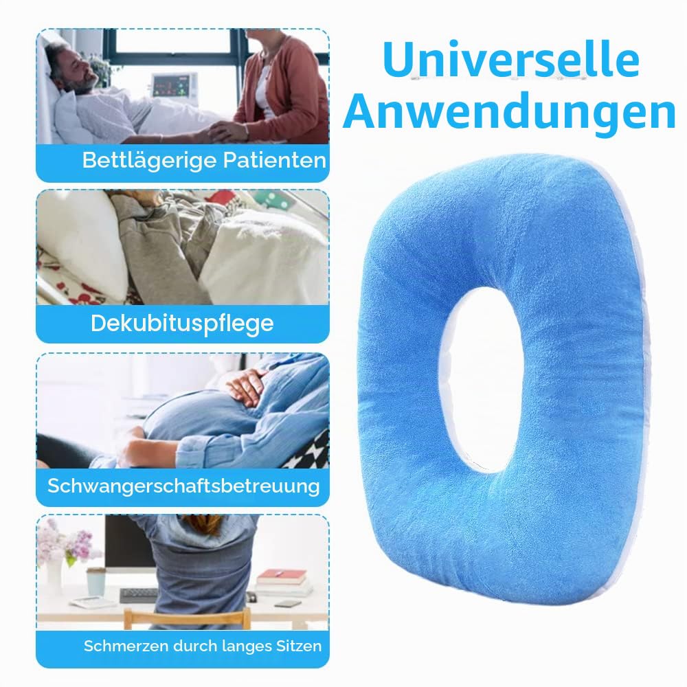 MESINURS Anti-Dekubitu Pad Bettkissen – Donut Stillbett Schmerz Pad für Bedridden, ältere Menschen, Behinderte, Komfort und atmungsaktiv zur Schmerzlinderung (43,2 x 40,6 cm, oval)