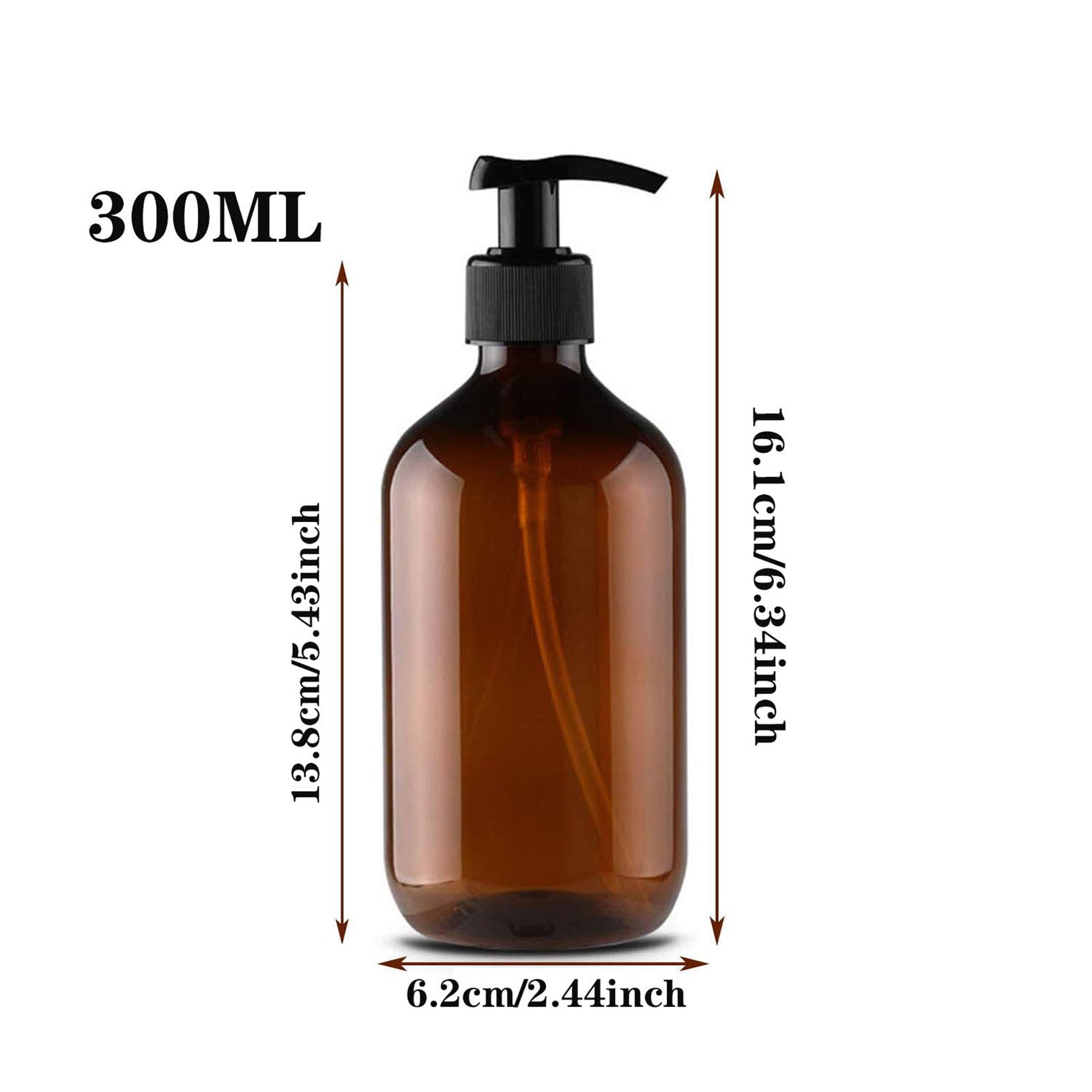 Qinsky Refillable Pump Bottles, 4Pcs Brown Empty Press Pump Bottles with Pumps, Dispenser for Lotion Shampoo, Soap - Image 2