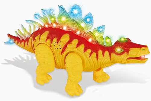 PowerTRC Estegosaurio para caminar  Luces intermitentes  Sonidos realistas  Mascota electrónica (marrón)