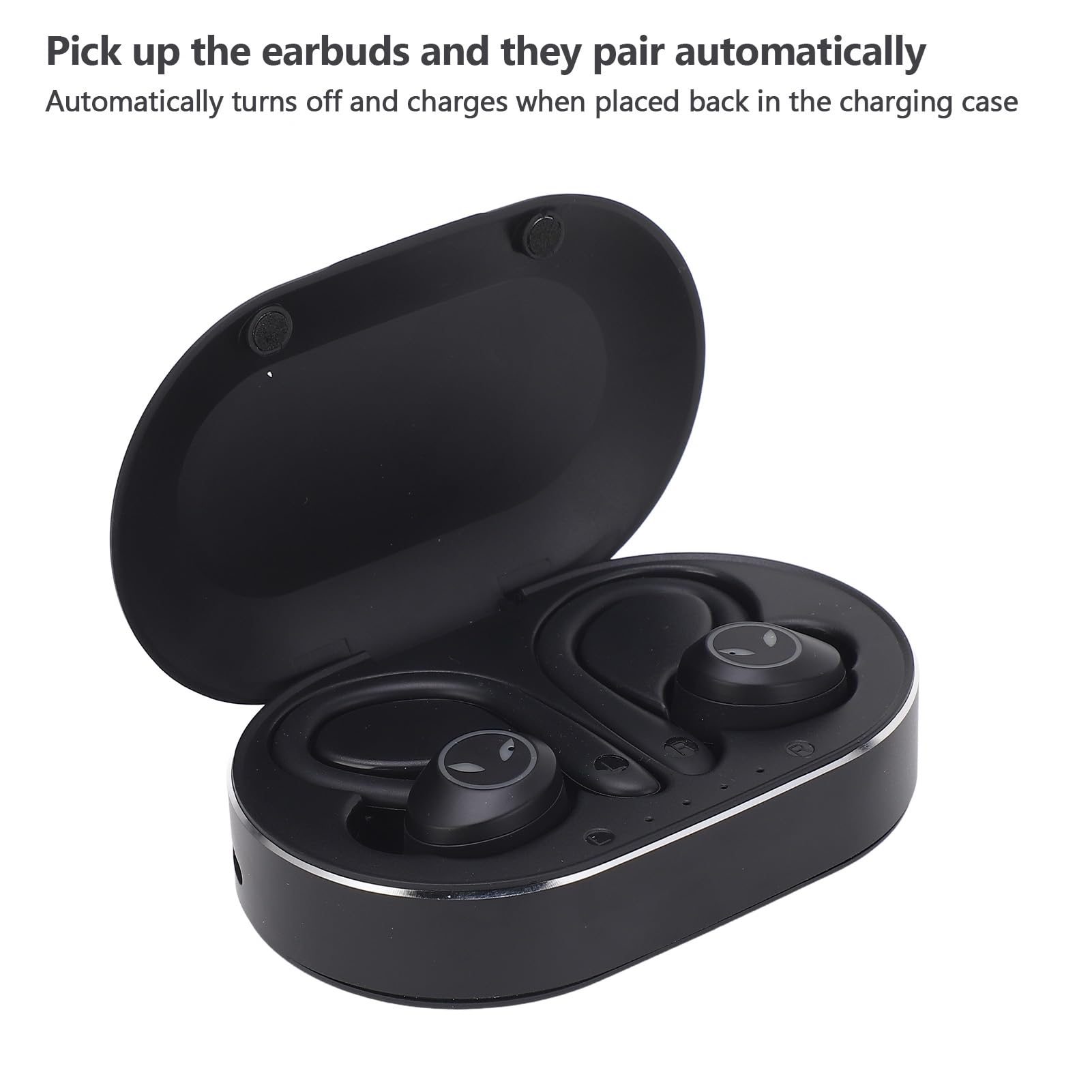 Akozon Auricolari, Auricolari Auricolari Wireless con Microfono Gancio per l'orecchio per la Guida Sport Viaggi Impermeabile Stereo con Cancellazione del Rumore (BLACK)