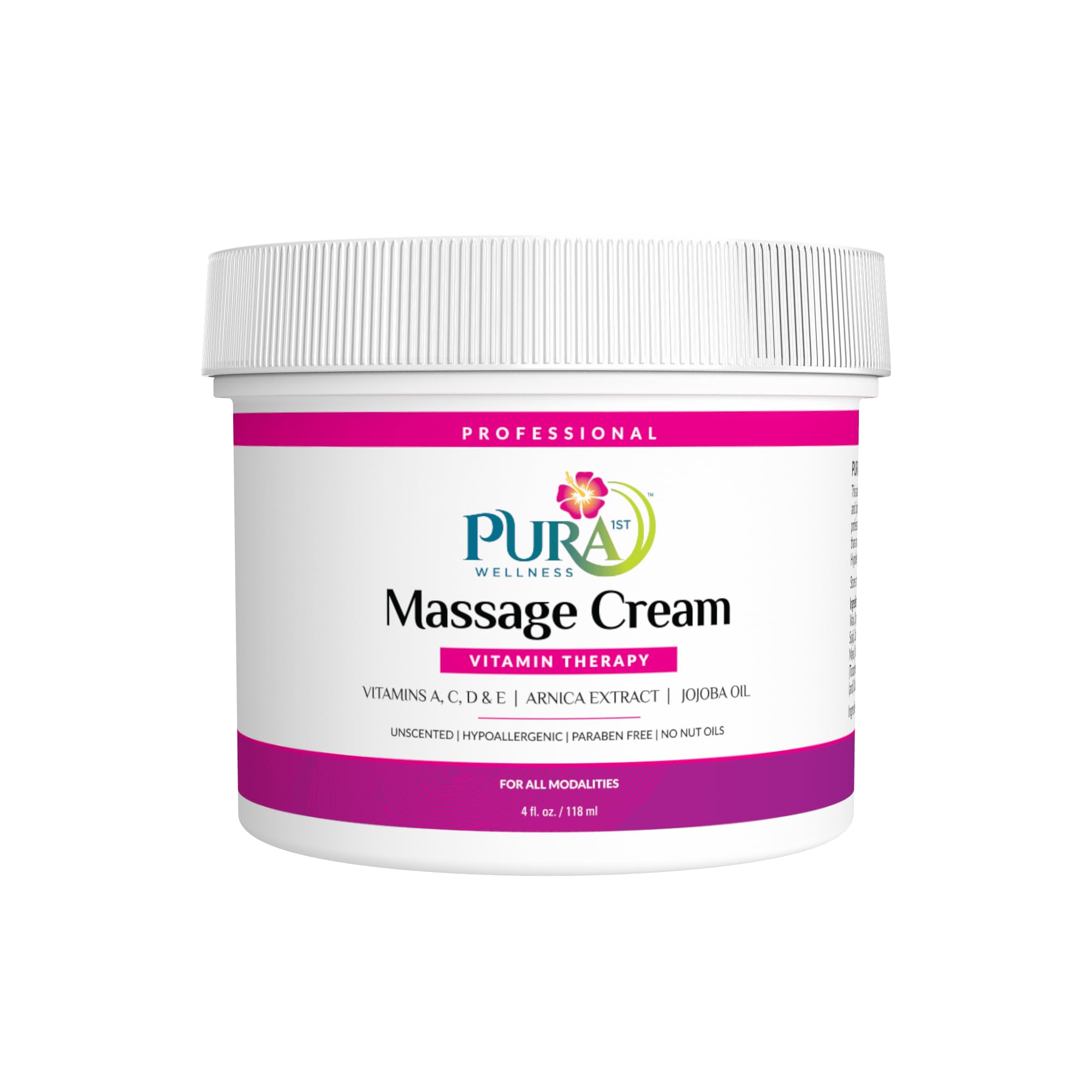 PURA 1st Vitamin Therapy Massage Cream, Massage Cream for Physical Therapy, Pura Massage Cream Deep Tissue Therapy, Pura Wellness Vitamin Therapy Massage, Unscented Cream for Physical Therapy, 4oz