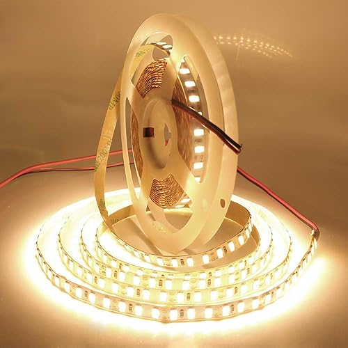 XUNATA Tira de luces LED de 16.4 pies, 12 V, 600 unidades SMD 5630, impermeables, flexibles, superbrillantes, 2 veces más brillo que la cinta LED
