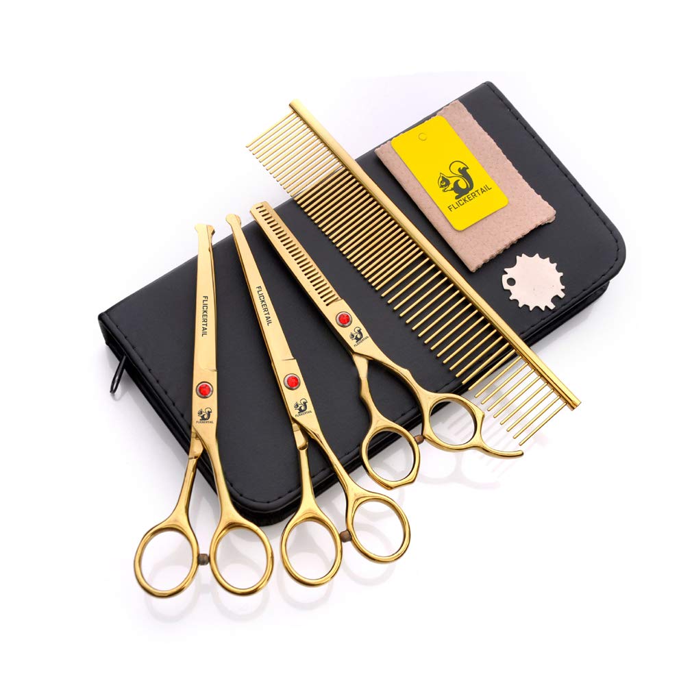 4,5-6,5 Pollici Pet Grooming Forbici Kit, Professionale in Acciaio Inox Capelli Dell'animale Domestico Forbici Set di Sicurezza Punta Rotonda, per Il Salone, Uso della Casa