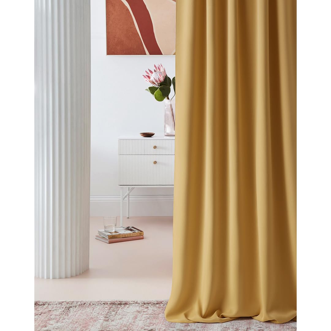 ROOM99 Laurel Curtain with Ruffle Tape, 140 x 250 cm, Width x Height Blackout Opaque Sliding Curtains, Living Room