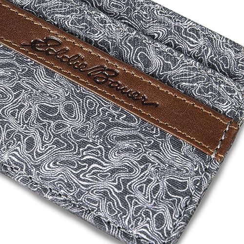 Eddie Bauer Mens Pioneer Leather and Canvas Card Case Wallet - Grey3