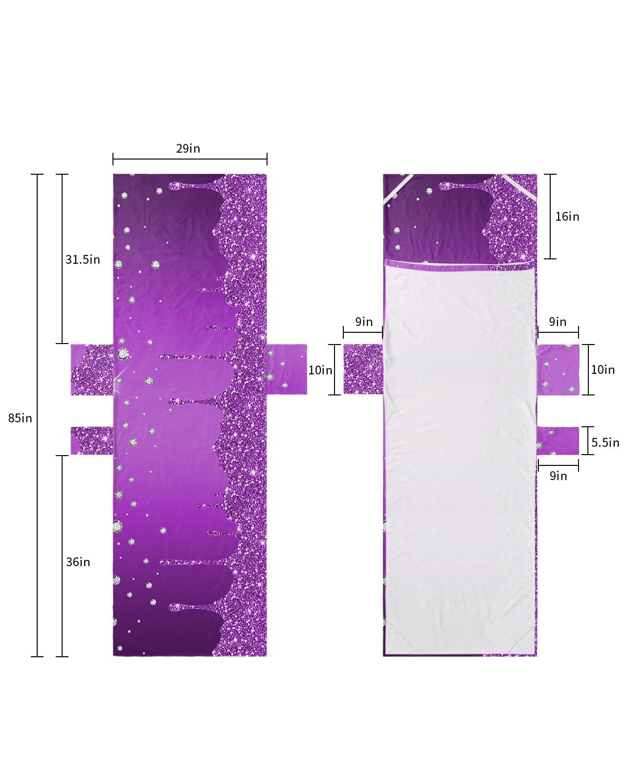 Elegant Purple Diamond, Beach Lounge Chair Towel Cover, Soft Chaise Lounge Towel with Side Pockets Patio Pool Chairs Cover for Beach/Pool Sunbathing 29x85 Luxurious Starry Crystal Abstract Art