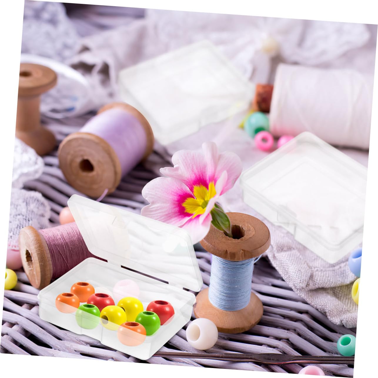 WOFASHPURET Small Plastic Storage Containers Lids 30pcs Hinged Lid Boxes for Bead Organizer Jewelry