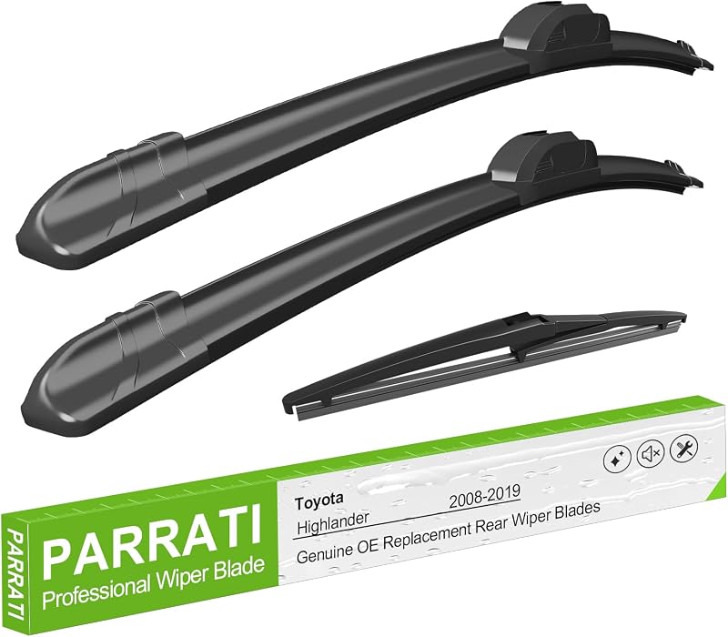 Palhetas do limpador de para-brisa PARRATI para Toyota Highlander 2008–2019 – Kit com 3 unidades