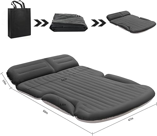 Miniatura 7 de KMZ Colchón de aire SUV grueso y de doble cara flocado cama de campamento de viaje con 2 almohadas y bomba eléctrica, cojín móvil dedicado cama