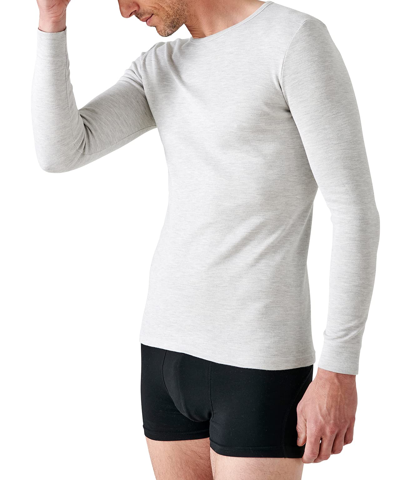 Damart Men's T-Shirt Col Rond Maille Classique Thermolactyl Thermal Top, Flecked Grey, S