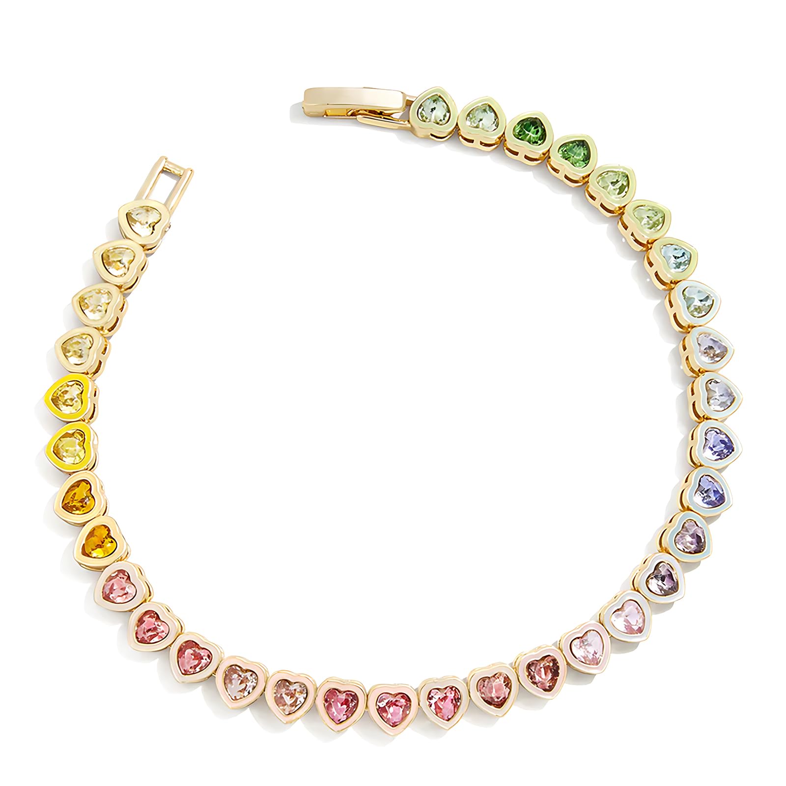 14k Gold Filled Tennis Bracelet, Evil Eye Bracelets, Heart Tennis Bracelets, 3MM Cubic Zirconia Bracelets for Women, Gold Bracelets For Women