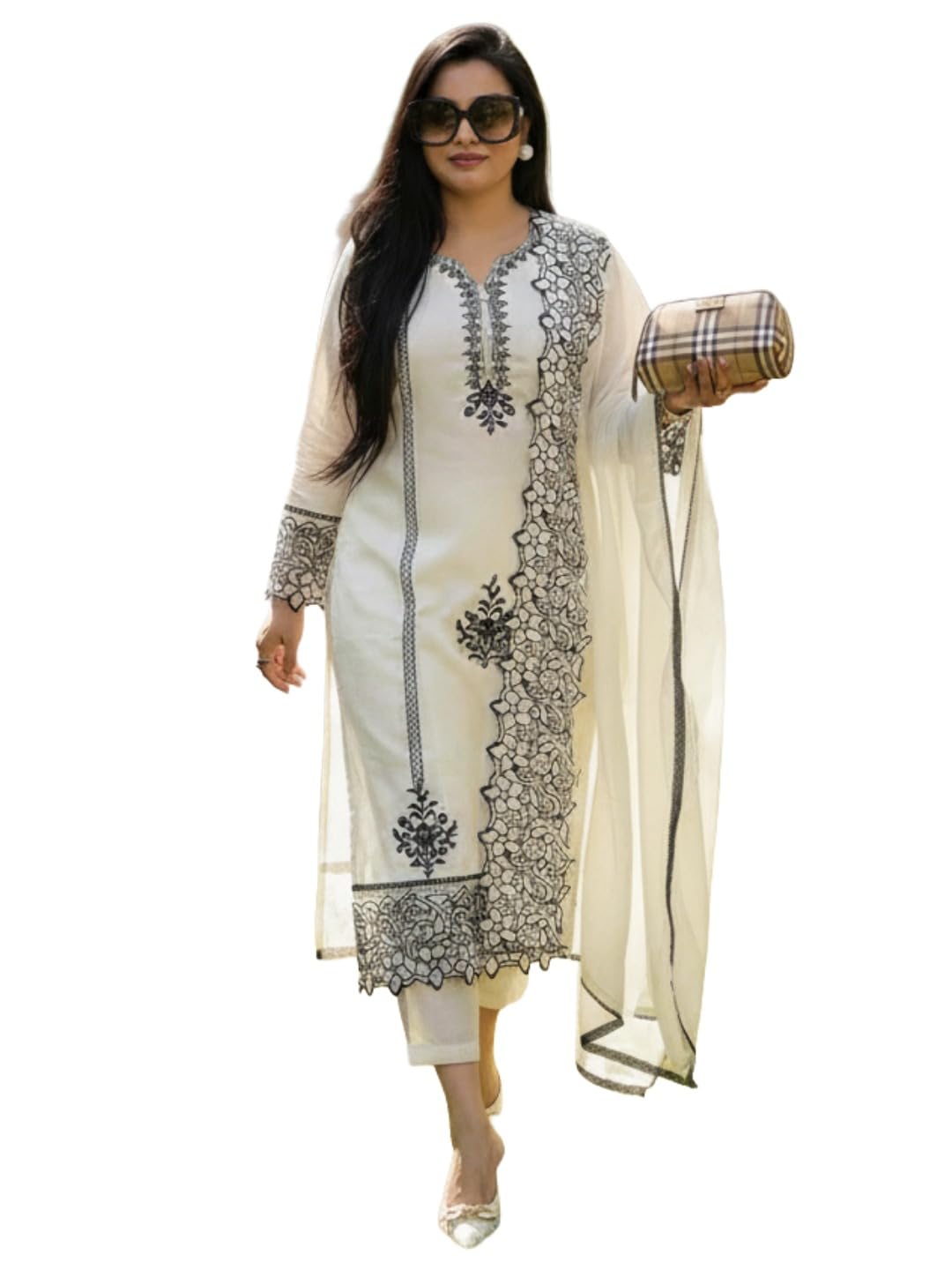 gosriki Women's Rayon Viscose Straight Embroidery Kurta with Pant & Dupatta-picture-33