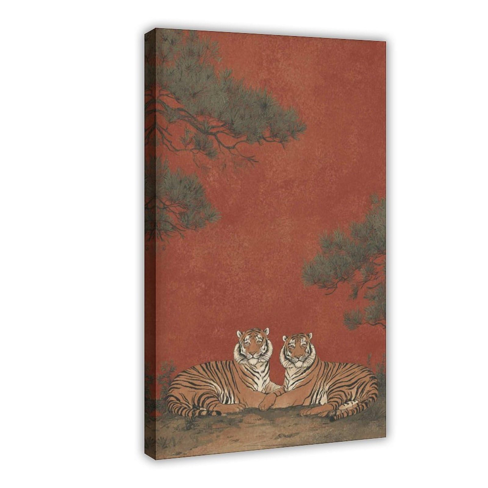 Bareronor Japanese Tiger Canvas Poster Bedroom Decor Landscape Office Room Decor Gift 16" L X 24" W