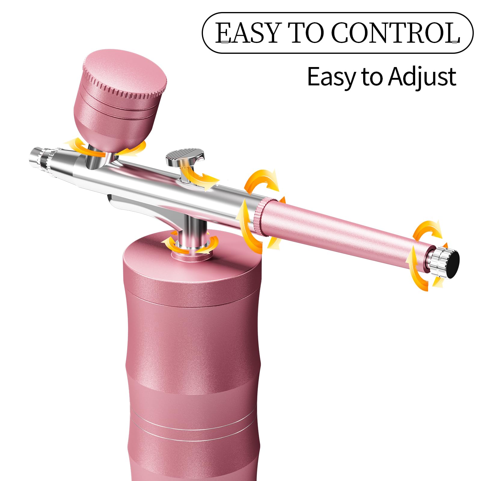 Airbrush-Set mit Kompressor, tragbares Airbrush-Set, 48 PSI, Hochdruck-Luftbürsten-Set, kabellos, wiederaufladbar, mit 0,3 mm Düse und Reinigungsbürste für Malerei, Nagelkunst, Make-up (Rosa)
