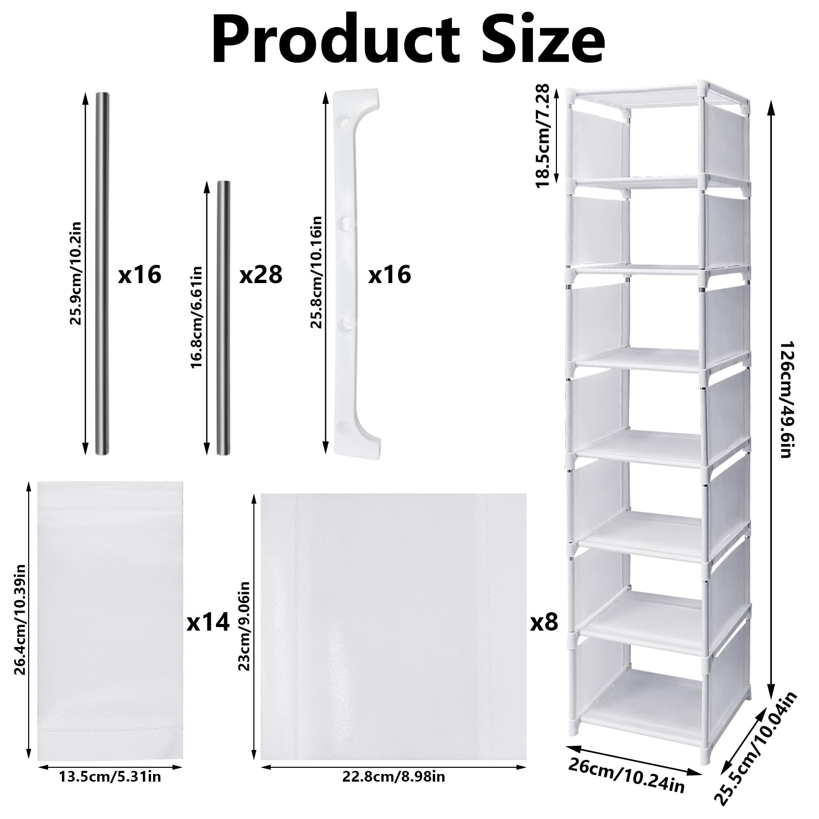 Uooker 8 Tier Narrow Shoe Rack, Vertical Shoe Rack for Small Spaces Living Room, Entryway, Corner Organization - Image 2