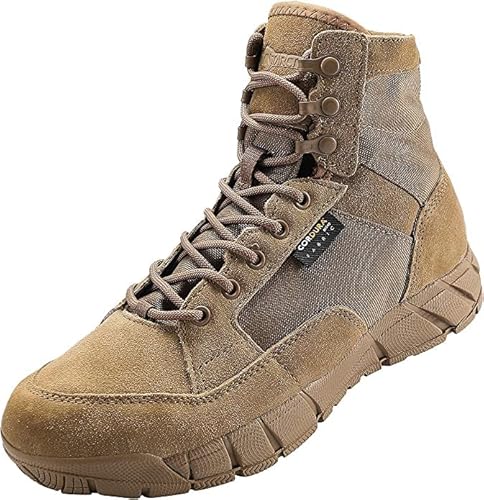 YEVHEV Chaussures tactiques pour homme - Légères - Style militaire - Antidérapantes - Résistantes à l'usure - Pour le camping, la randonnée, le sport, les activités en extérieur, marron, 41 EU Cover