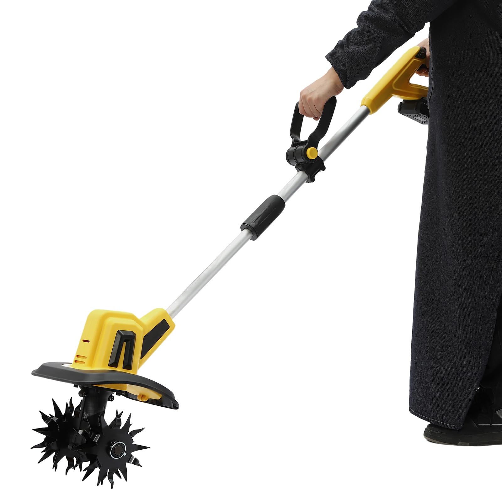 Cordless Tiller Cultivator with 2000mAh Battery, Electric Garden Micro Tilling Machine, Portable Rotary Tiller Tilling Machine for Garden Yard, 8.7