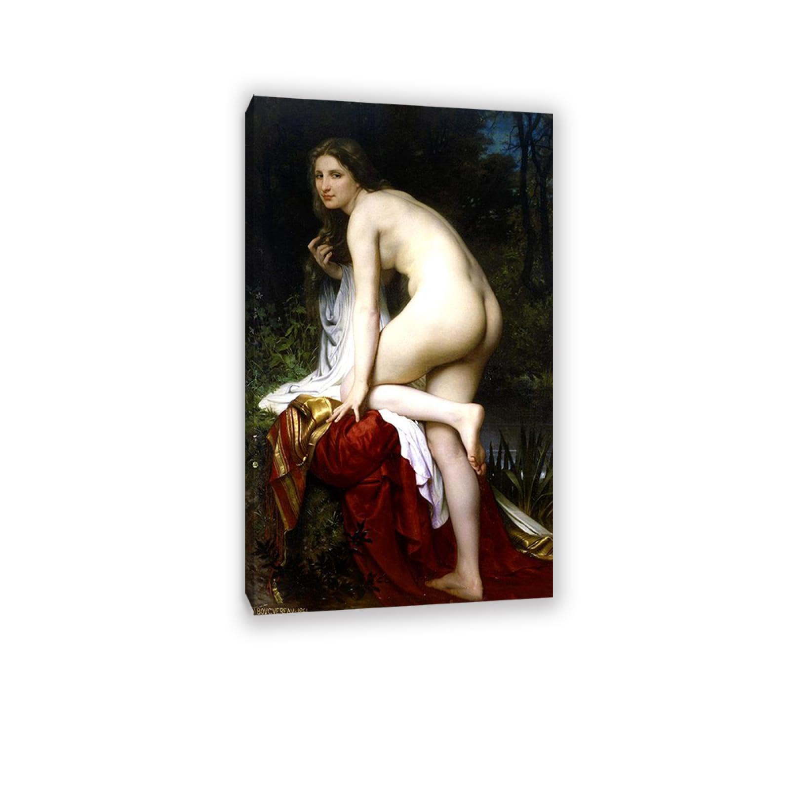 RXNHGJDS William-Adolphe Bouguereau Wall Art Bather Fine Art Portrait Wall Painting Aesthetic Wall Decor for Living Room Bedroom Bathroom Home Decor 120x70cm Inner frame
