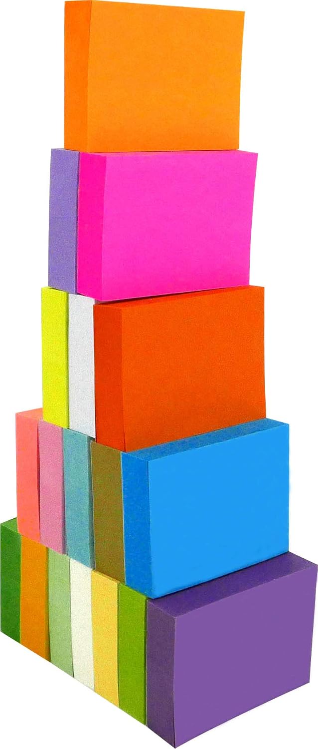 4A Sticky Notes,1 3/8 x 1 7/8 Inches,Small Size,The Adhesive On Longer Side,Neon Assorted,Self-Stick Notes,18 Colors,100 Sheets/Pad,18 Pads/Pack,4A 354818