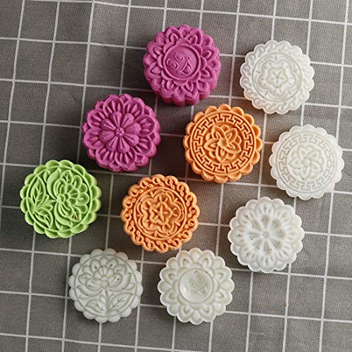 Cookie Stamp Moon Cake Mold Set, 125G 5Pcs Thickness Adjustable Cookie Press Diy Decoration Hand Press Cutter Cake Dessert Tool #TOP7