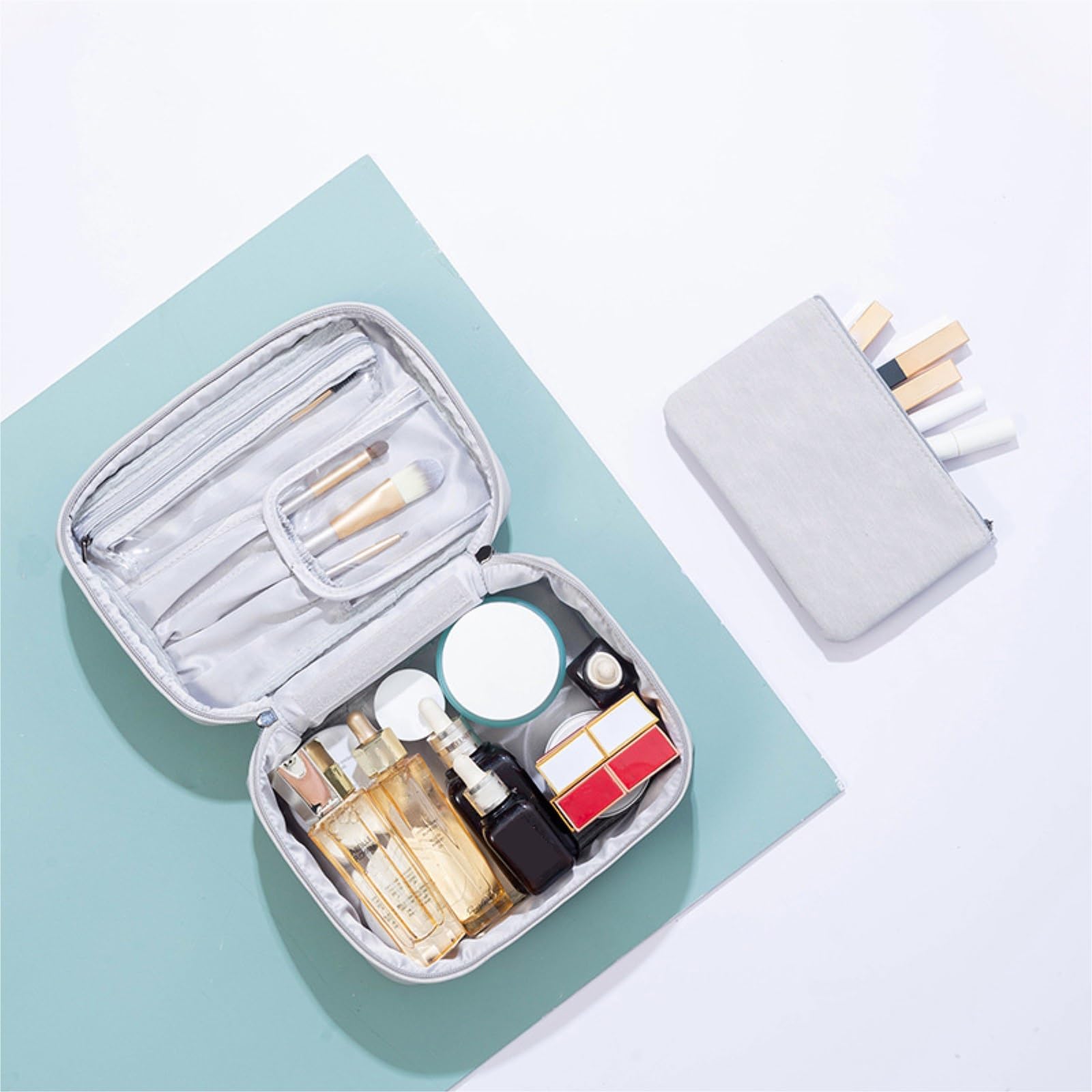 Kosmetiktasche Kosmetiktasche, einfache große Kapazität, tragbare wasserdichte Reise-Aufbewahrungstasche, Kulturbeutel for Geschäftsreisen Kulturtasche (Color : B, Size : 9 * 6.1 * 3.9IN)