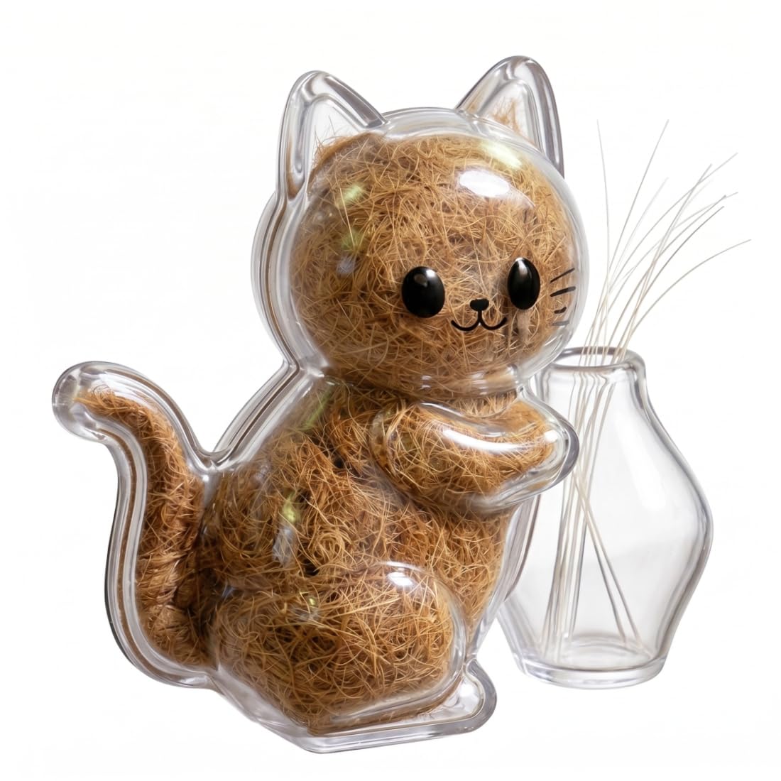 Gemuseeee Cat Whisker Holder Transparent Plastic, Pet Hair and Whisker Keepsake Container, Cute Fridge Magnet for Cat Lovers