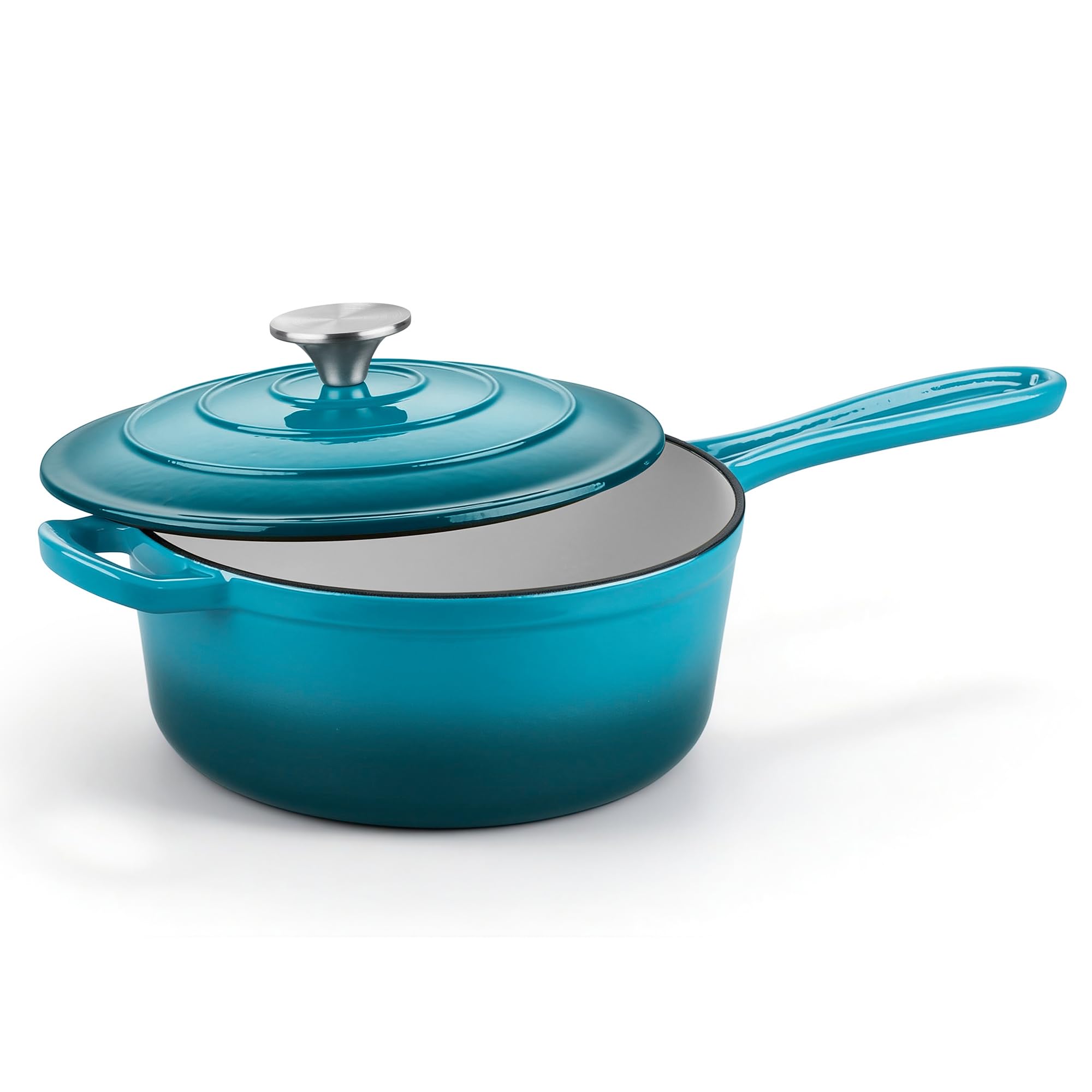 Homikit 3 Quart Saucepan with Lid, Enameled Cast Iron Saucepan for All Cooktops, Heavy Duty Cast Iron Pot for Kitchen Cooking, Boiling, Nonstick &amp; Up to 500°F, Teal Ombre