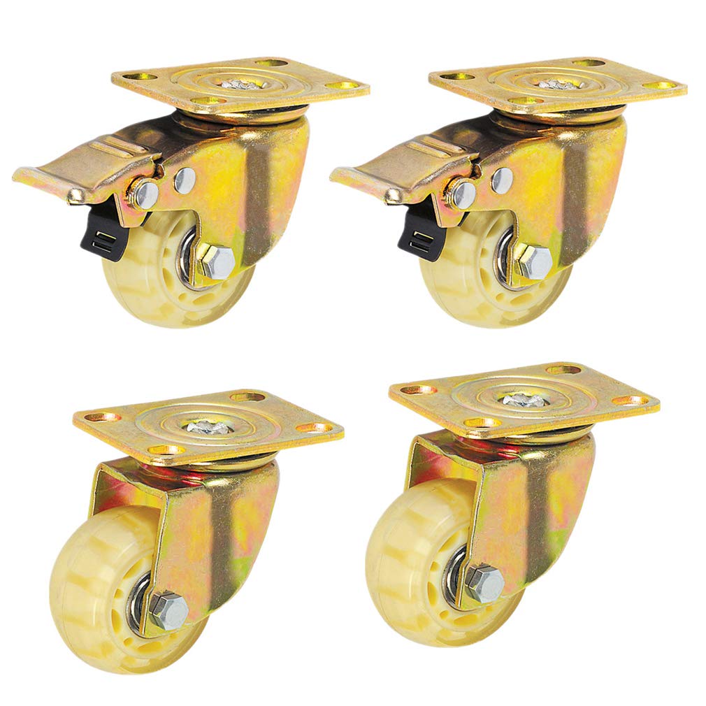GYRAZXS 4 Piece Set Swivel Rubber Caster Wheels for Furniture Smooth Quiet and Mobile 2 Rotate + 2 Brake Casters