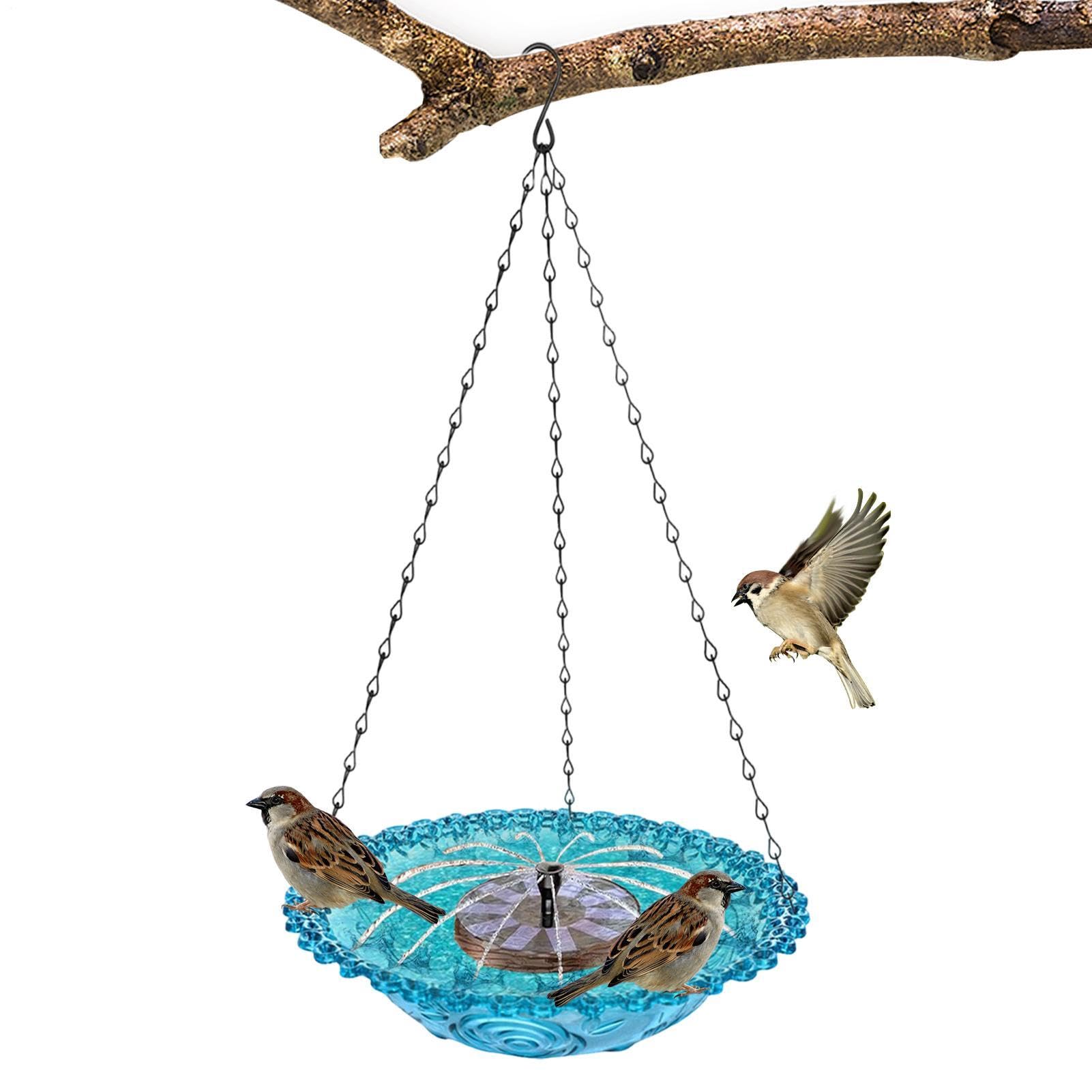 Fuente solar para pájaros en cuenco colgante que decora terrazas exteriores