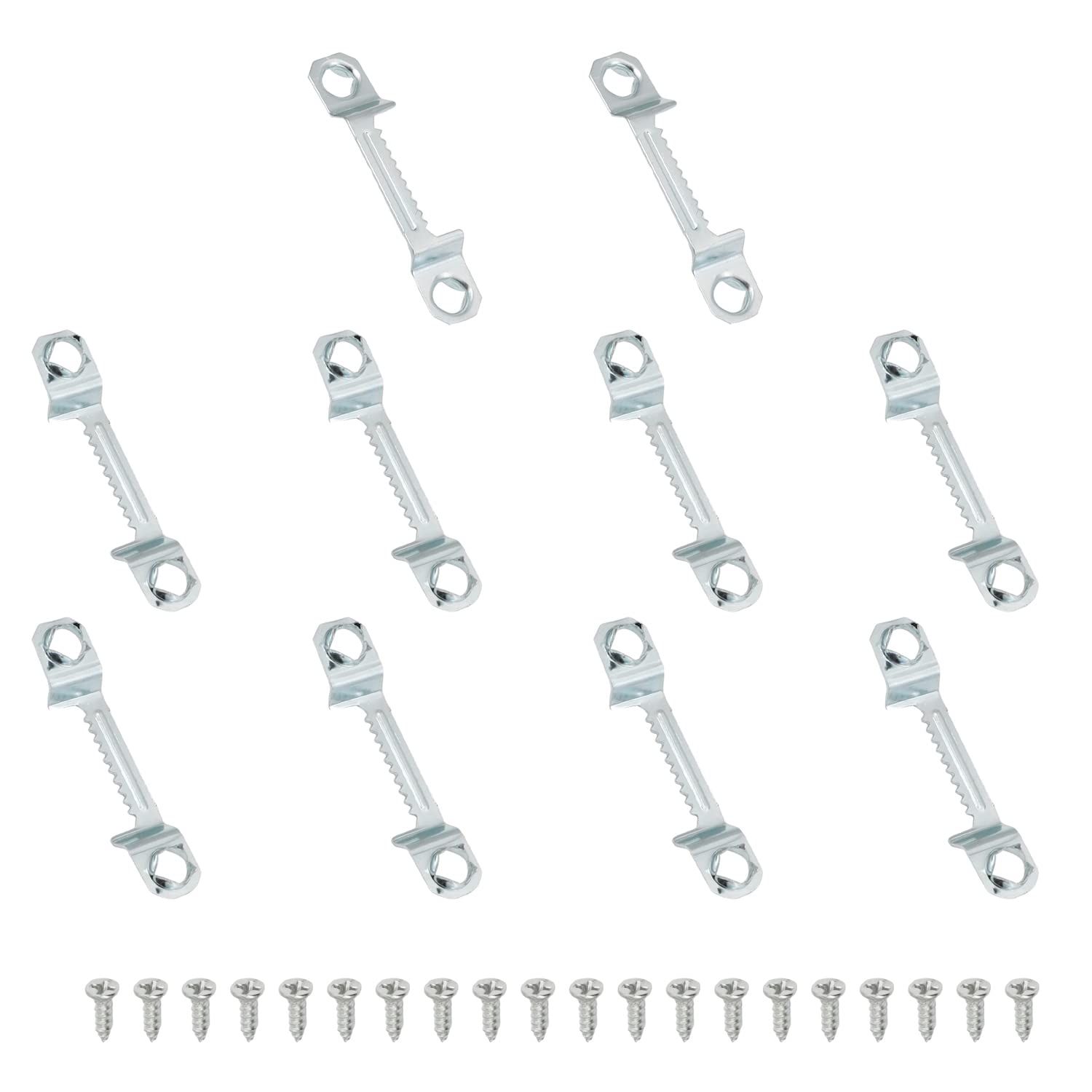 MroMax 30PCS Sawtooth Picture Hangers Iron Picture Hangers 1.69" x 0.31" Double Hole Picture Frames Hangers for Hanging Clock Paintings Artwork Picture Frame Hook Photos Silver