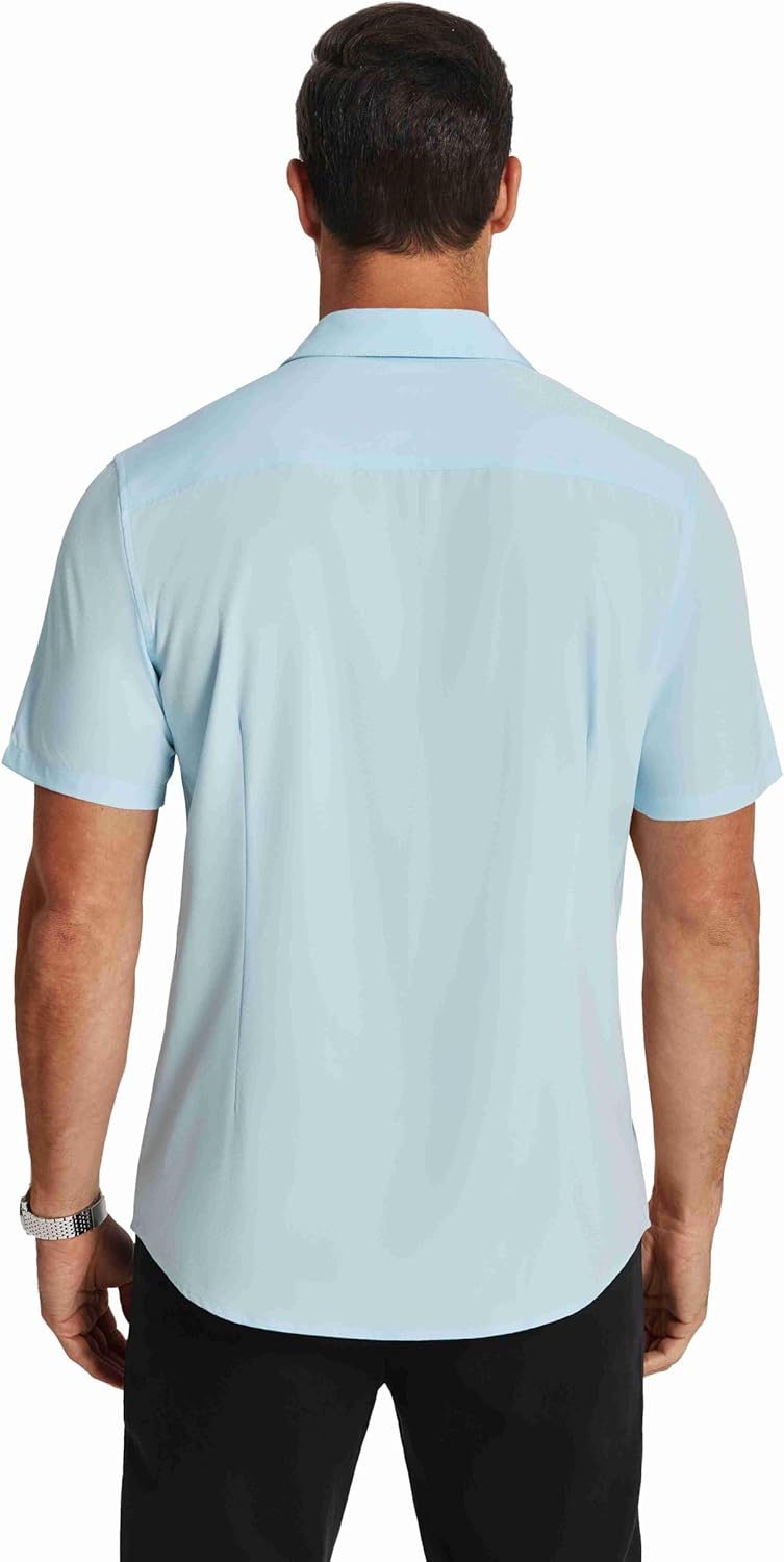 COOFANDY Men's Short Sleeve Dress Shirts Wrinkle Free Regular Fit Dress Shirt Textured Casual Button Down Shirts - Image 7