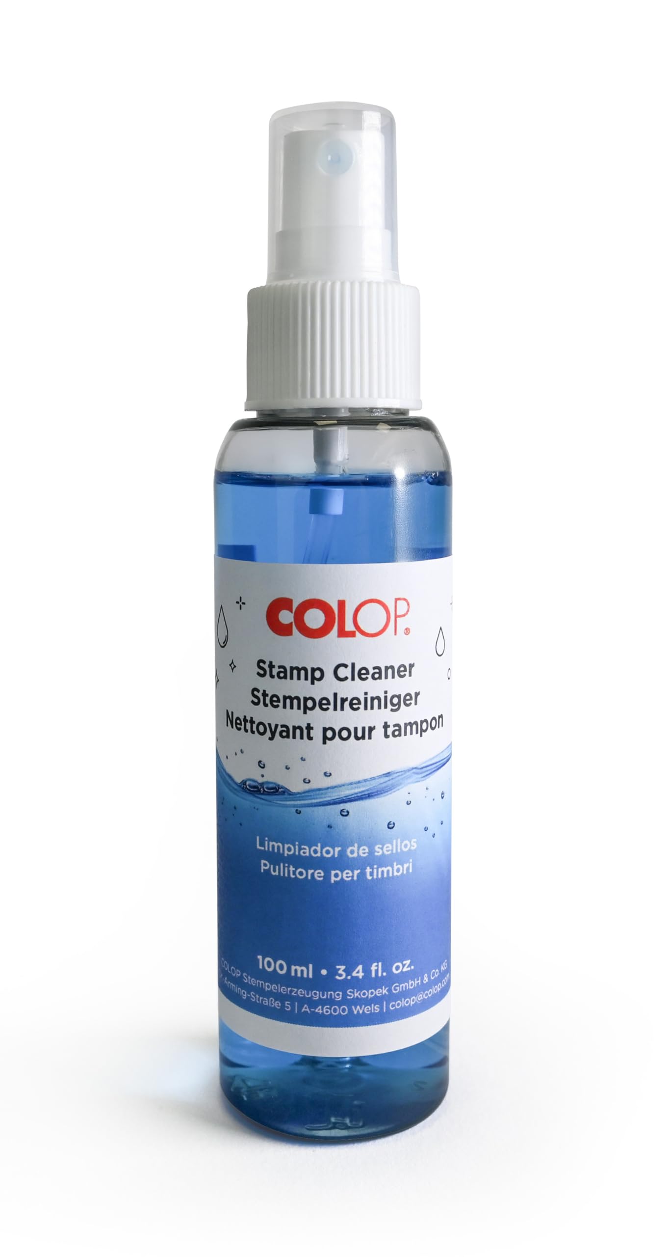 COLOP Stempel Reiniger 100 ml. Reinigungsspray für Stempel, einfache Anwendung, Transparent, Klar