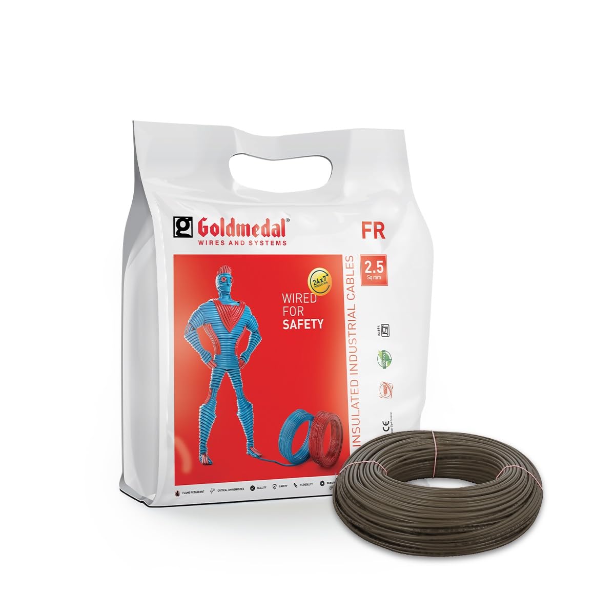 Goldmedal 45 Meter 1100V 2.5 Sq mm Fire Retardant Electric Wire (Black) - Pack of 1 | Wire for Domestic & Industrial Connection Use | Multi-Strand, PVC Electrical Insulated Copper Wire-image-13