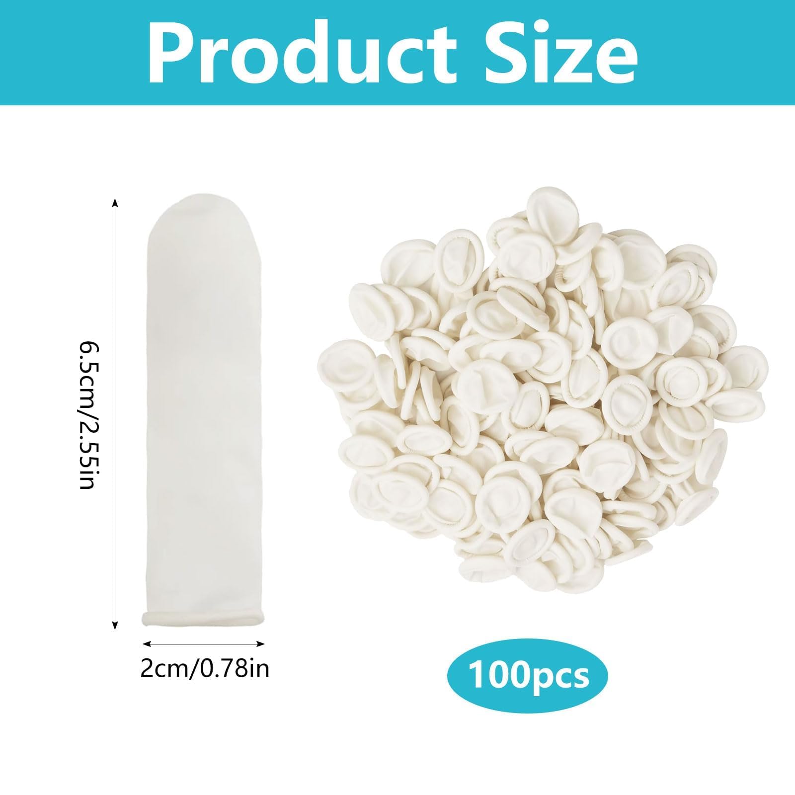 GVSS 100 Pièces Protege Pansement Doigt Blanc,Doigtiers en Latex,Doigtier de Protection Imperméables et Antistatiques,Protection pour Tatouage,Nail Art,DIY et Blessures aux Doigts
