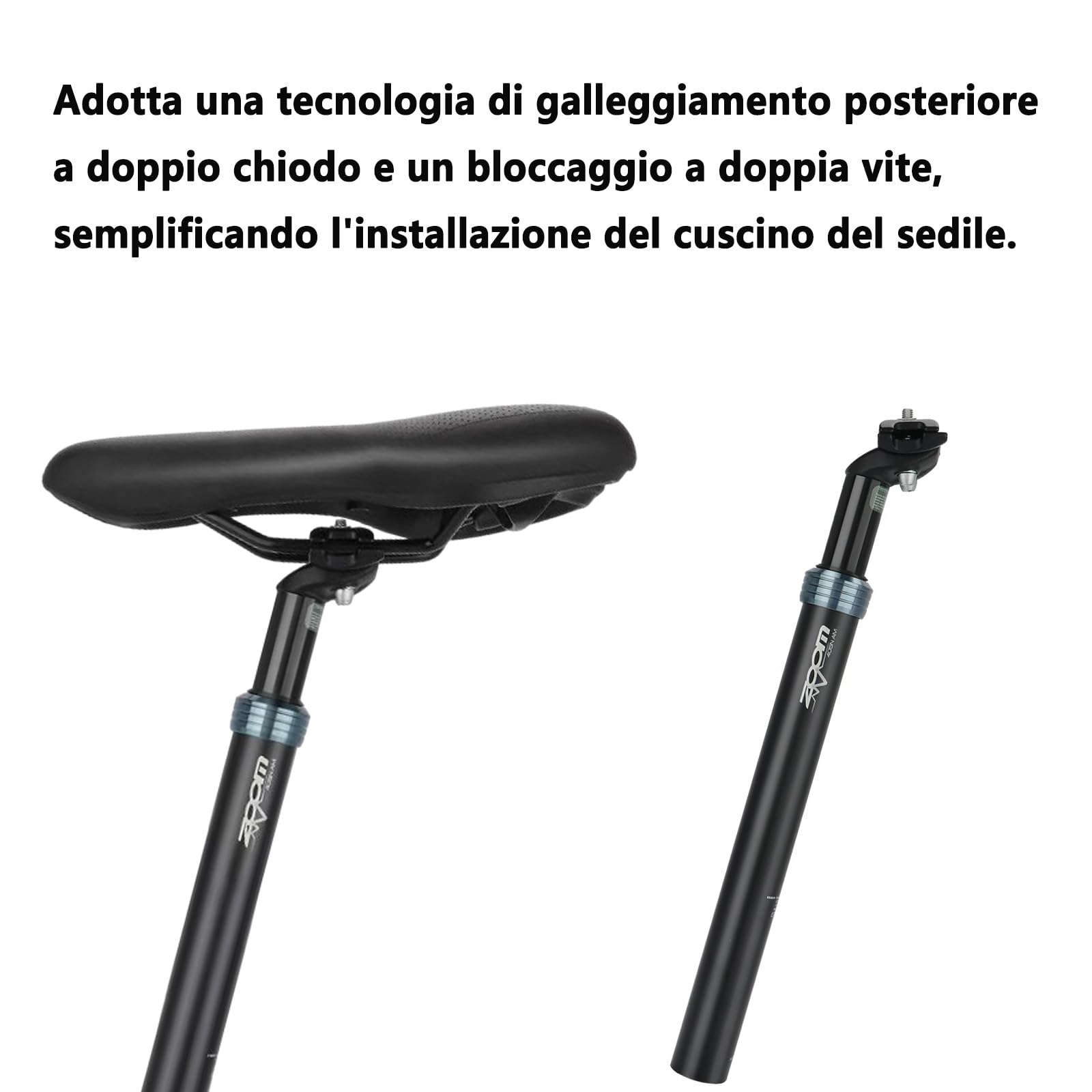 Reggisella con sospensione per bicicletta, reggisella a molla, lega di alluminio, diametro 27,2 mm/30,8 mm/30,9 mm/31,6 mm, adatto per biciclette elettriche, mountain bike, city bike