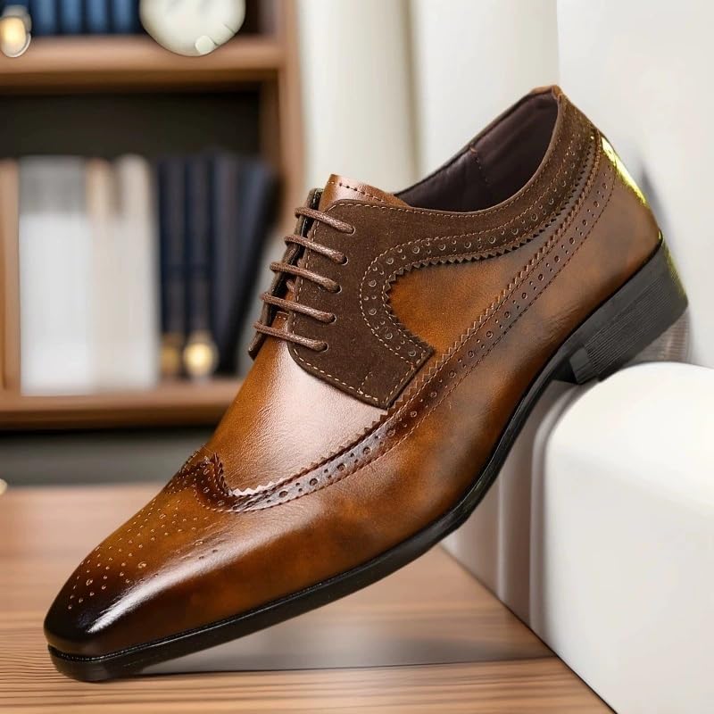 Men's Lace-Up British Style Vintage Brogue Business Formal Shoes Office Wedding Dress Shoes2