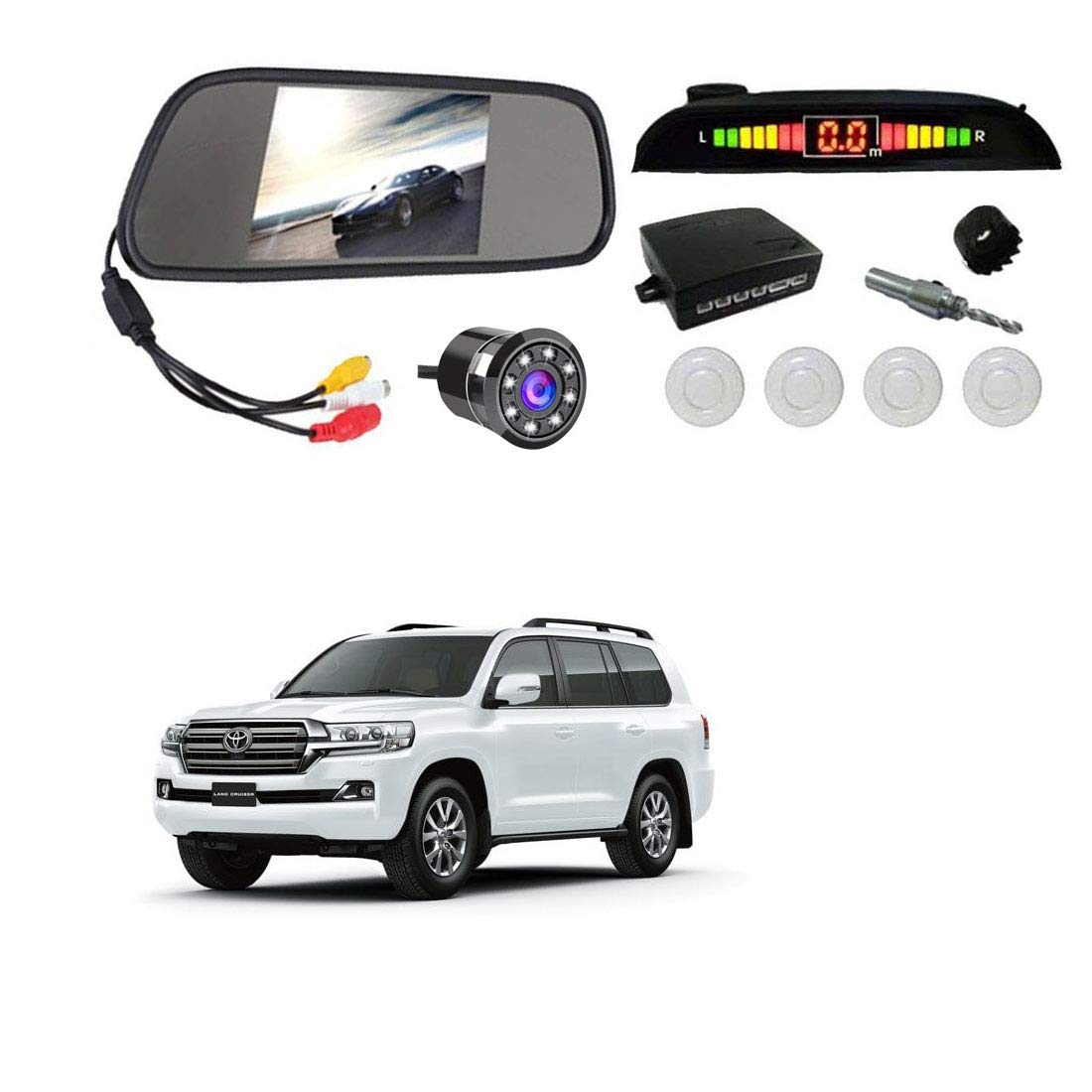 AYW (ALL YOU WANT) Car Rear View Camera with White Sensor and Screen of Land Cruiser