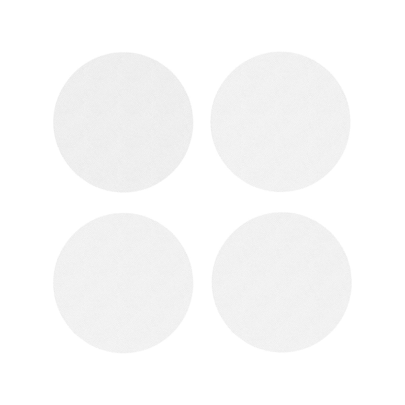 Leather Coasters Set of 4 - White Print Lightweight Drink Coasters for Desk