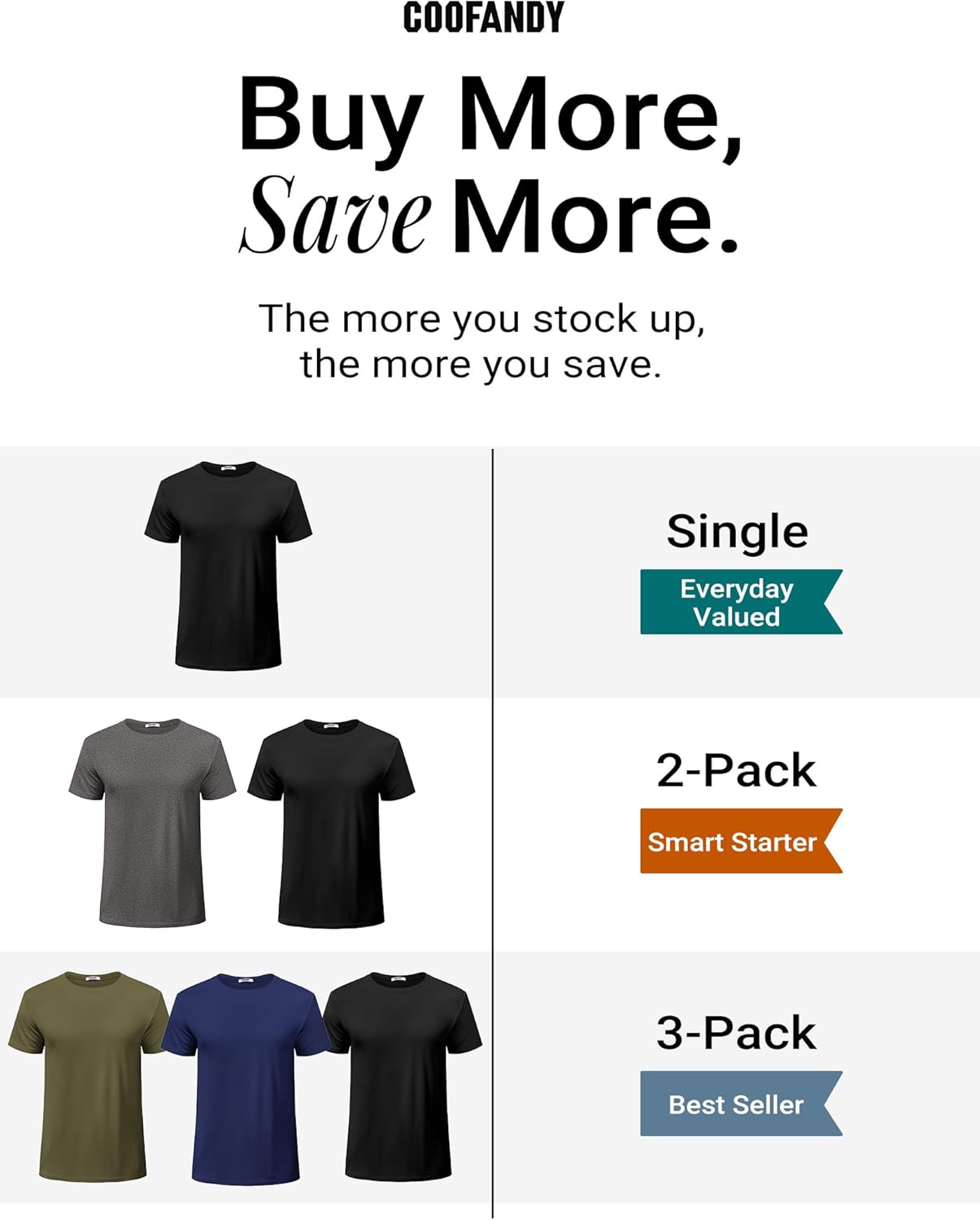 COOFANDY Men's Short Sleeve T-Shirts Crew Neck Casual Summer T Shirts 1-3 Pack Basic Tee Shirt - Image 3