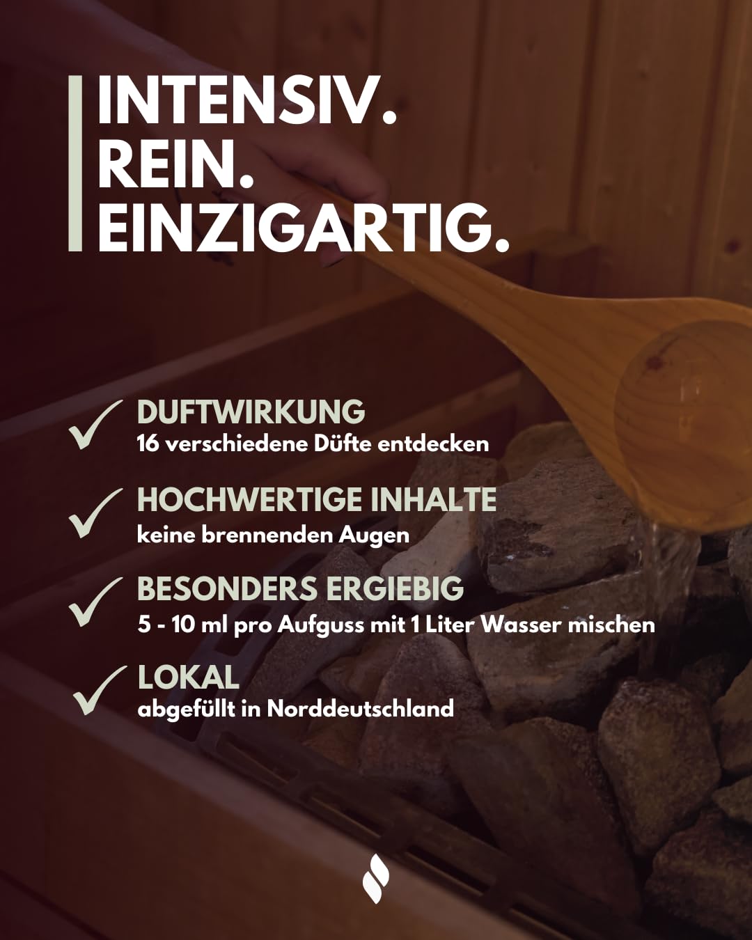 frihed.® Saunaaufguss Duftreise Probierpaket - Hochkonzentrierte Öle - 16x verschiedene Düfte - Geschenkset Sauna - 10ml Glasflaschen - Made in Lüneburg
