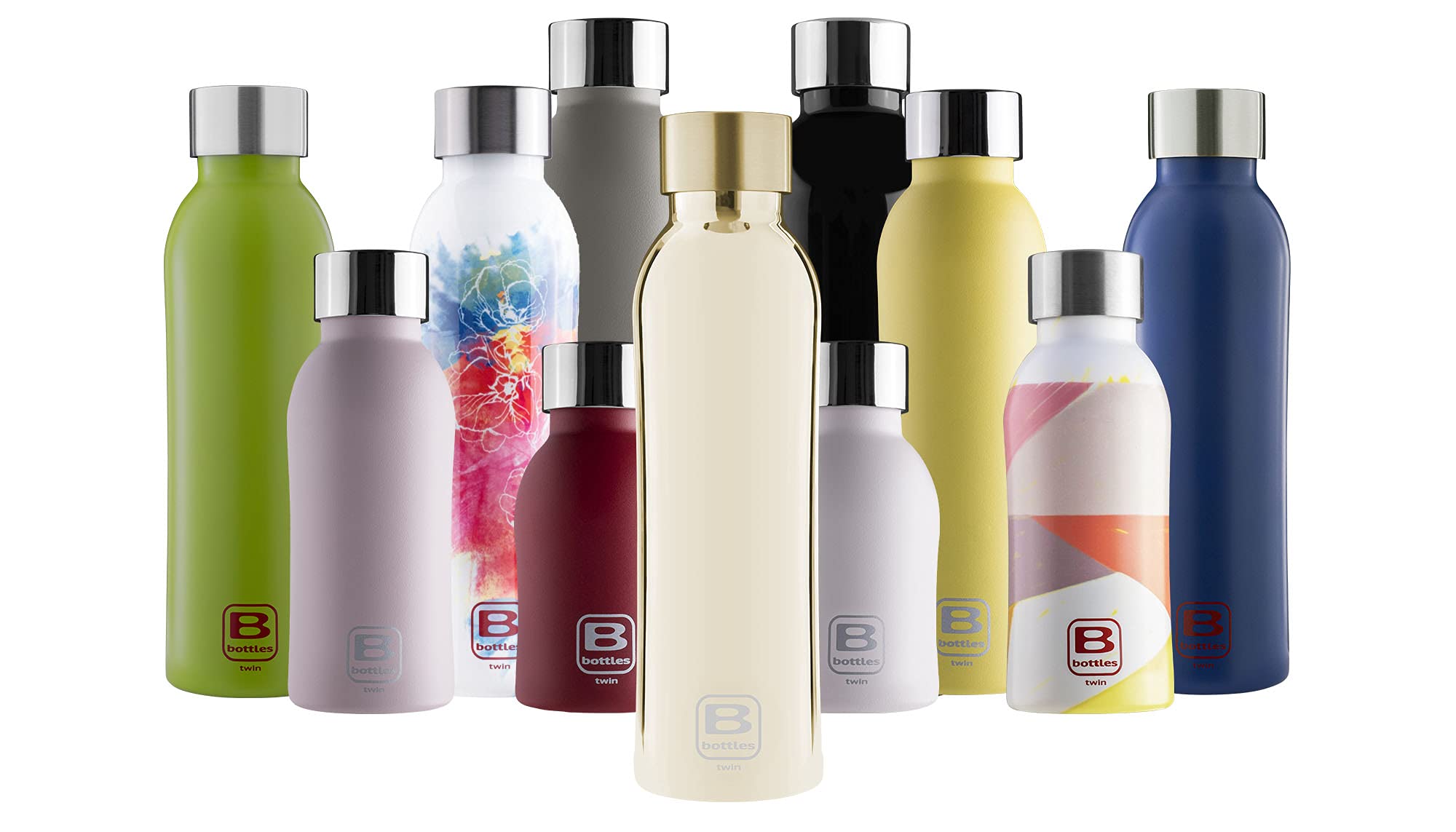 BUGATTI B BOTTLES TWIN Botella térmica 500 ML Yellow mantiene los líquidos calientes por 12 H fríos por 24 H y hielo por 36 H Botella ecológica y reutilizable de acero inoxidable 18/10