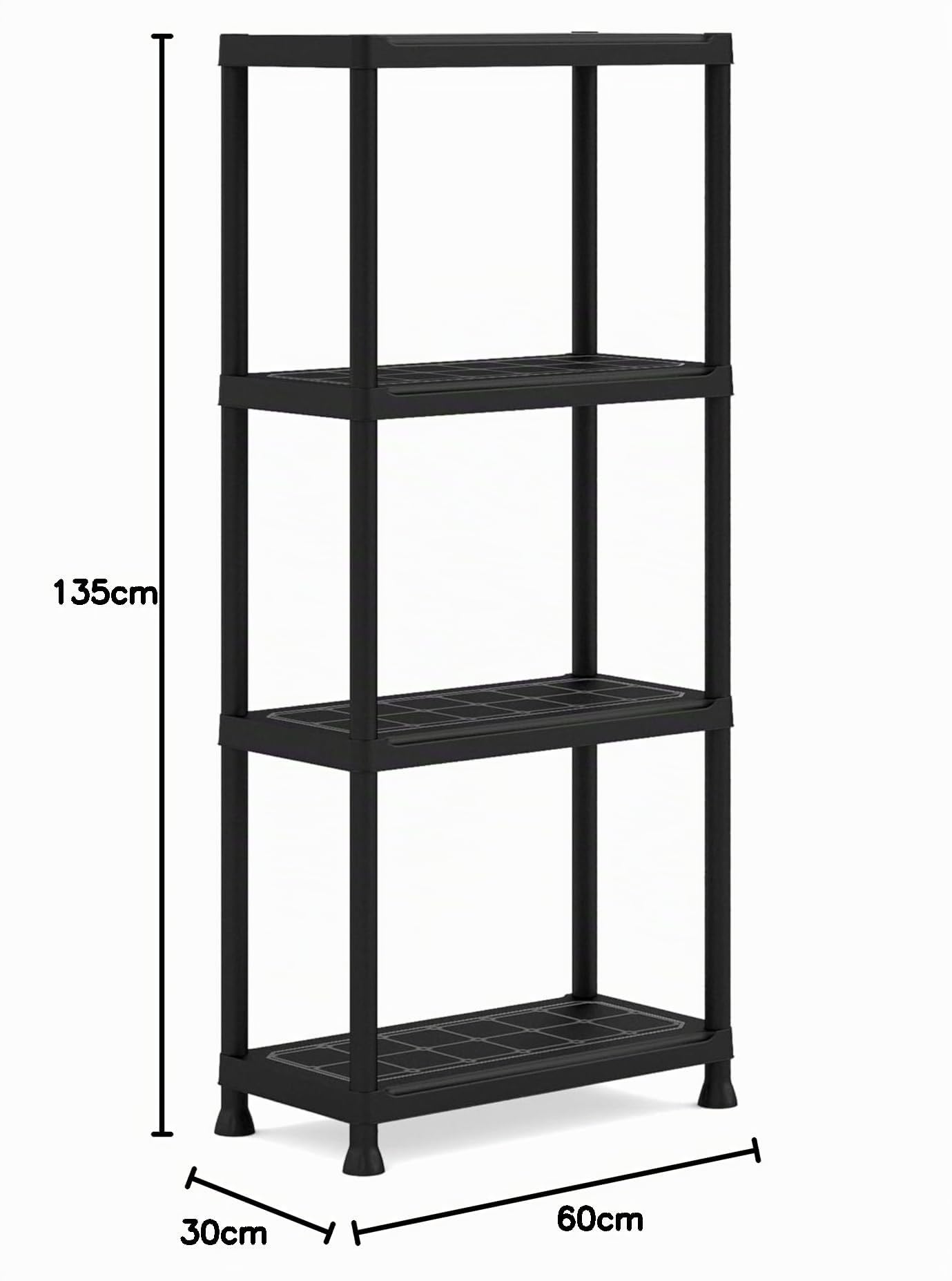 Keter Juego de 2 estanterías 60/4, Color Negro, 4 estantes, Capacidad máxima 20 kg Cada uno, 60 x 30 x 135 cm