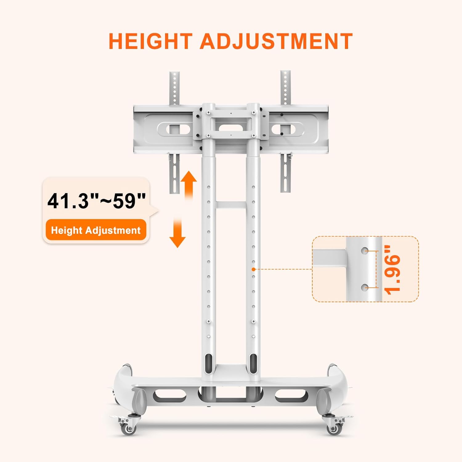 Red Light Therapy Stand with height adjustment range indicated