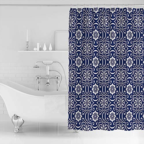 Dome-Space 20230222-LCZ-DOMESPSCRY02262YLAEDSE Bathroom Decoration Shower Curtain Sets 60 X72 Inch With Hooks Antique Baroque Floral Swirling Patterns Victorian Vintage Retro Style Machine Washable Durable Polyester Fabric Shower Curtain thumb #1