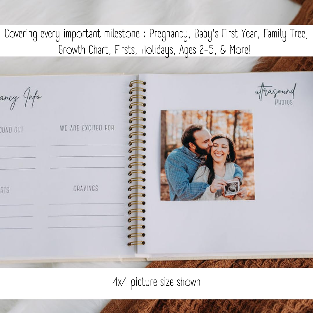 Baby Book Keepsake Rust-Minimalist Baby Memory Book per ragazza o ragazzo Album fotografici per bambini Libri per neonati per i nuovi genitori Ricordi e diari per bambini per la prima volta